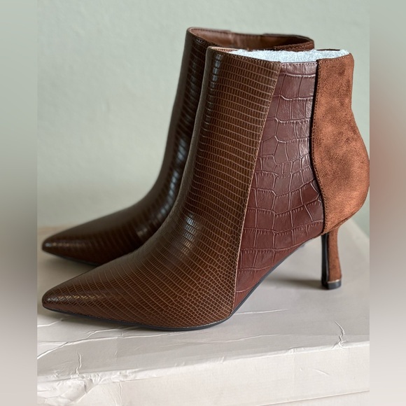 Just Fab Brown suede croc Booties - Picture 2 of 7